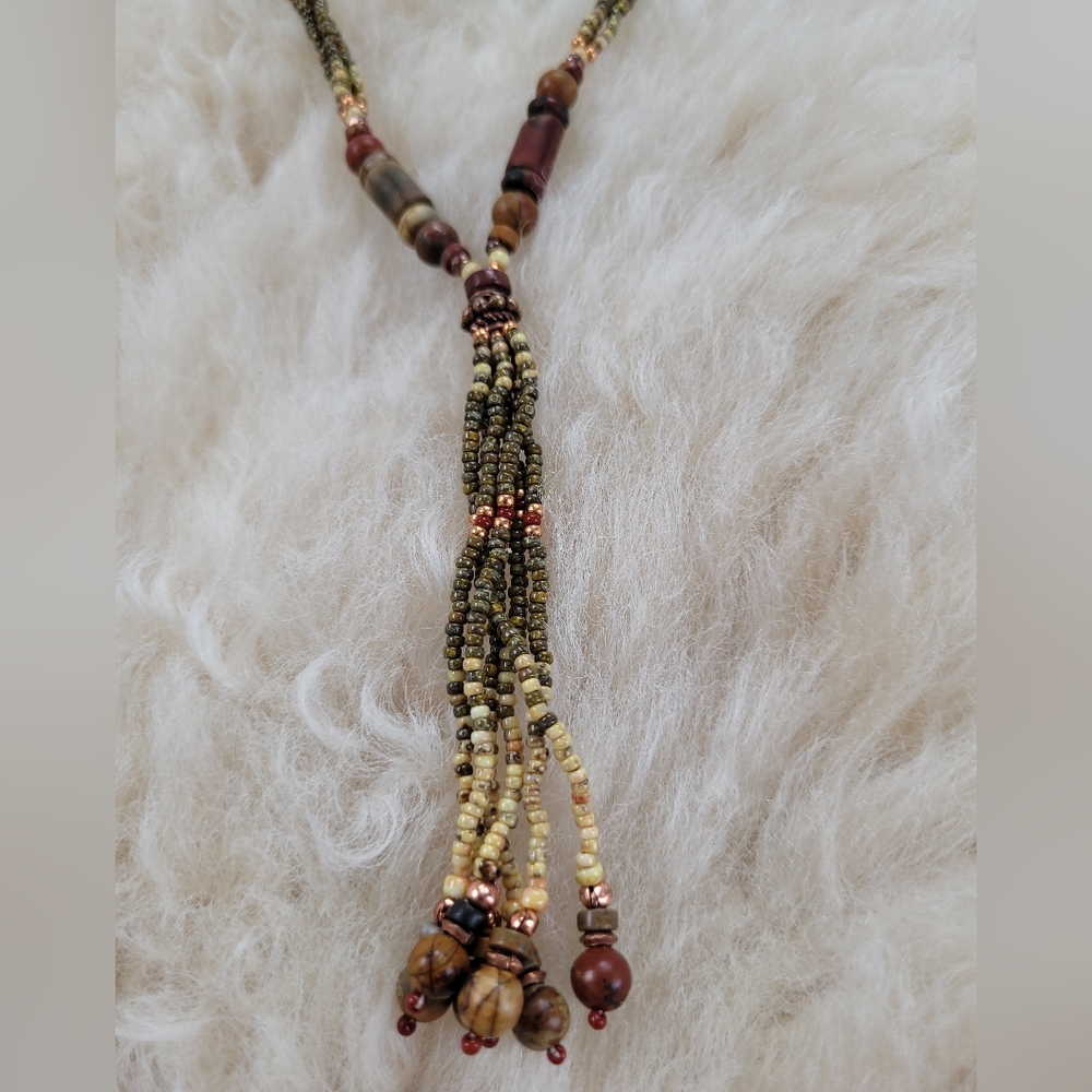 Genuine jasper and copper necklace